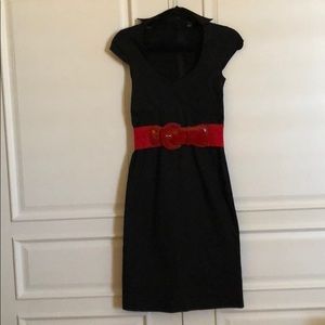 Black Sexy business-style dress w/pinstripe detail